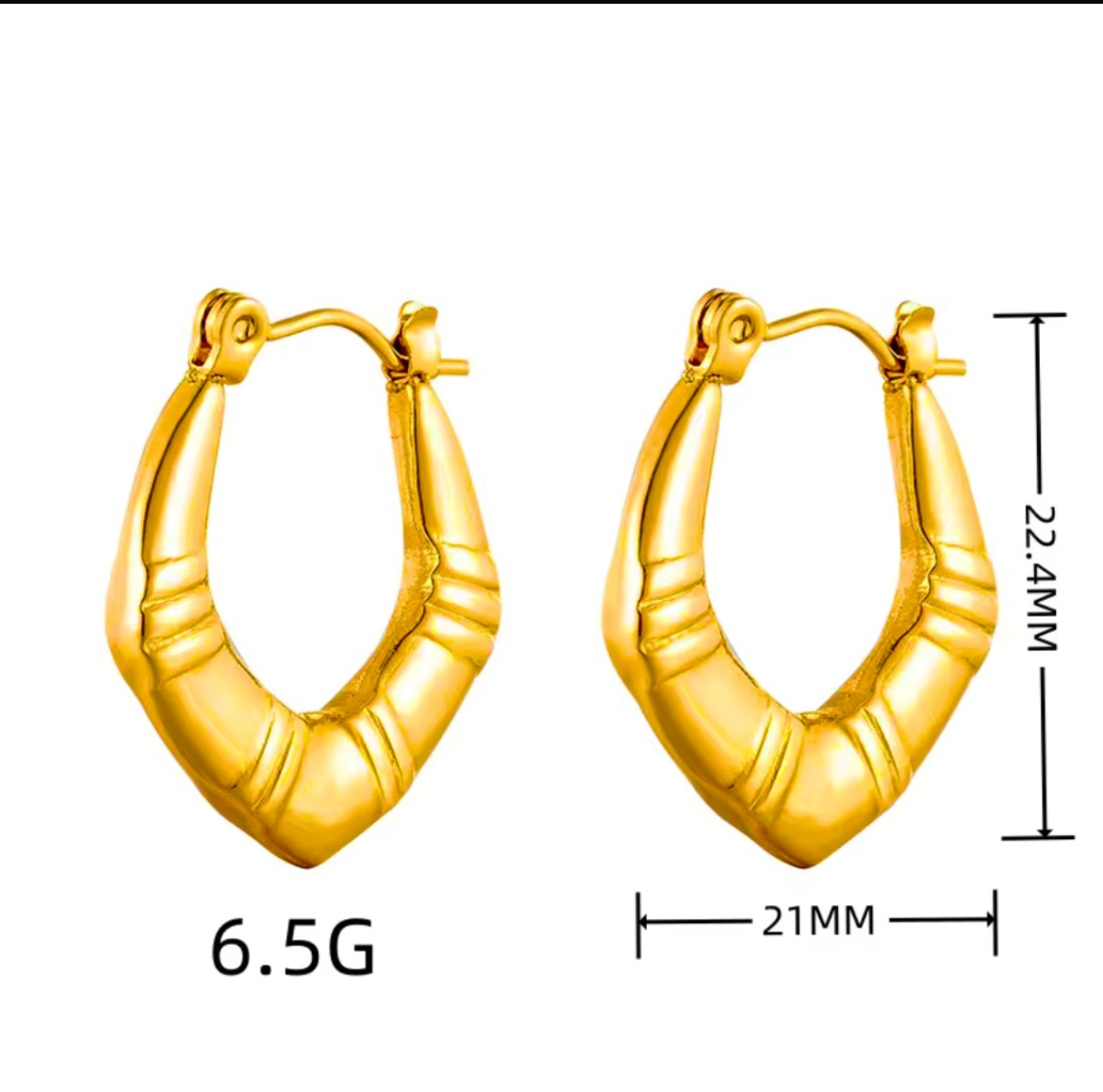 U Shape Hoop Earring - 18K Gold Plated