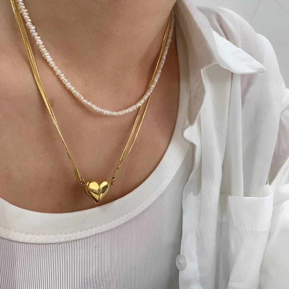 Heart Magnet Pendent Necklace - 22K Gold Plated