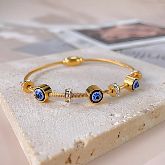 Trendy Evil eye Bracelet Kada - 22K Gold Plated